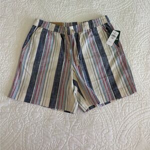 L.L. Bean Striped Lakewashed Shorts in Cream, Navy & Red